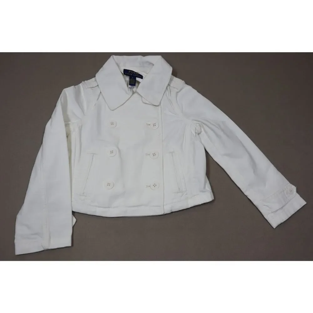 Polo Ralph‎ Lauren White Denim Buttoned Jacket Kids Size 6